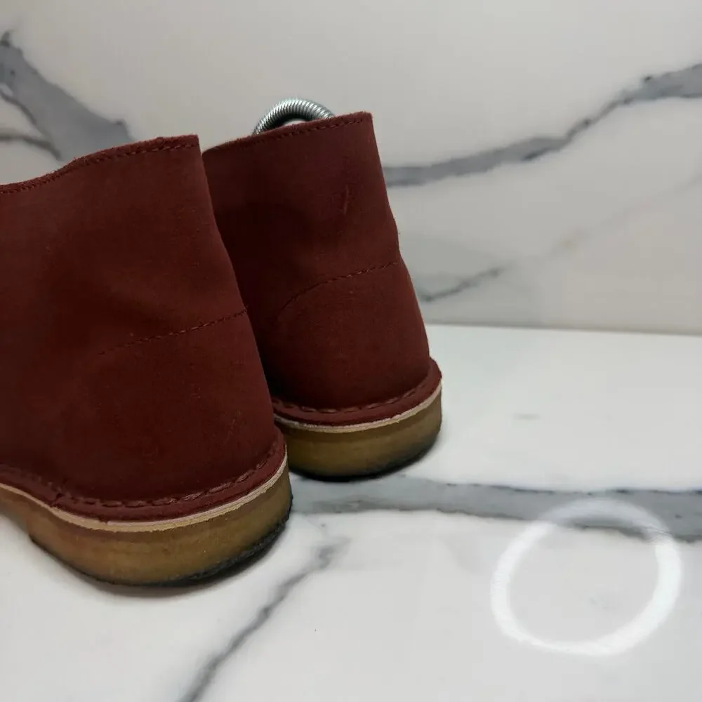 Clarks Original Women's Brick Red Suede Chukka Desert Boots Sz 8 Classic Preppy